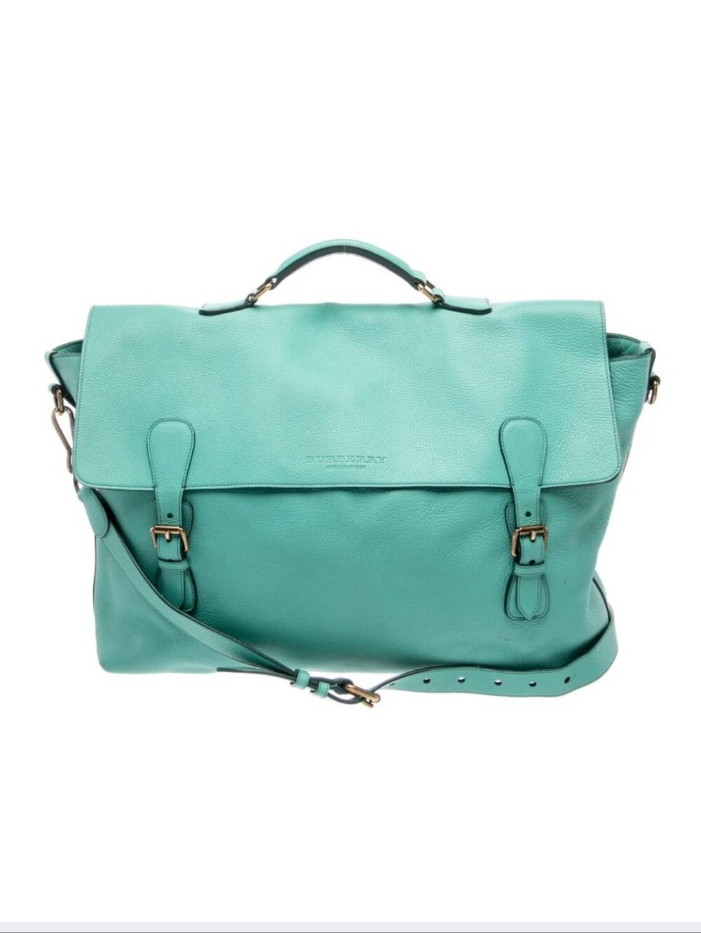 Burberry Prorsum Teal Leather Satchel Bag